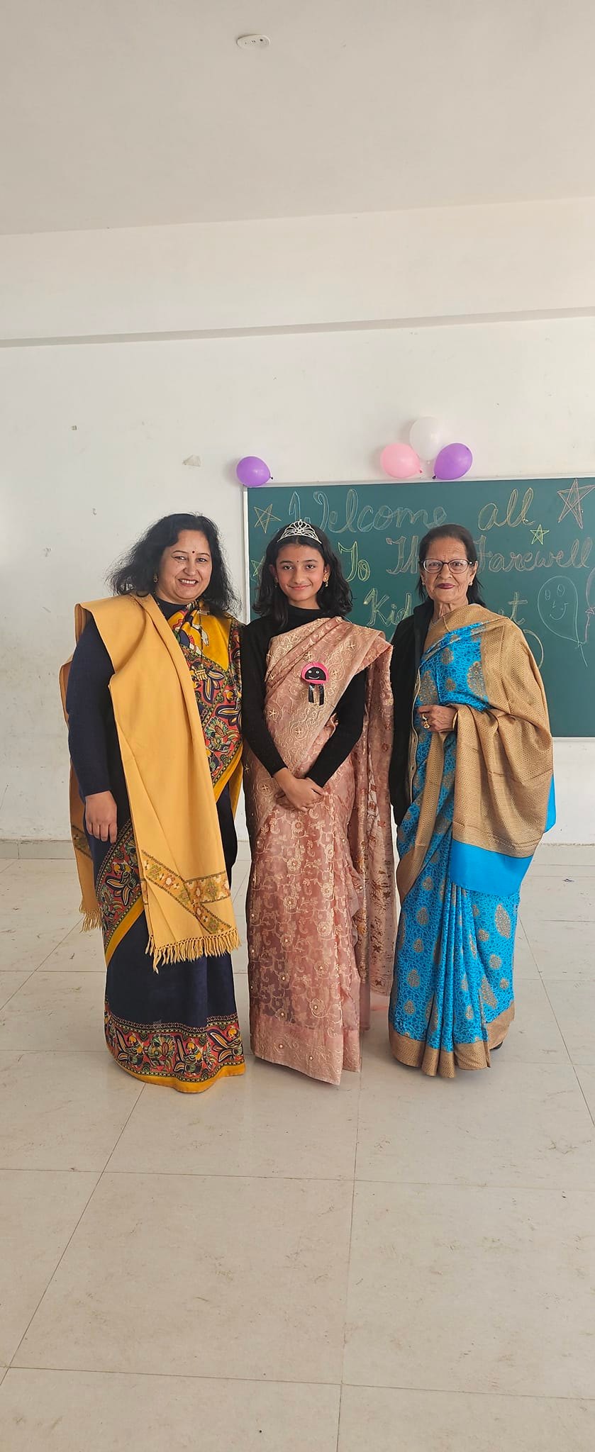 Farewell ceremony — teachers and graduating student